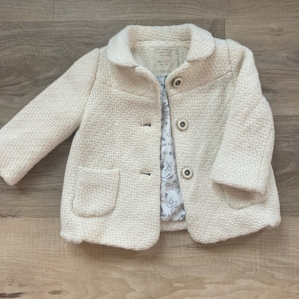 Zara Cream Kids tweed style dress coat